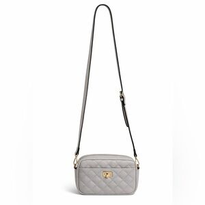 ASOS Truffle Collection Quilted Crossbody Bag – Grey with Gold Hardware